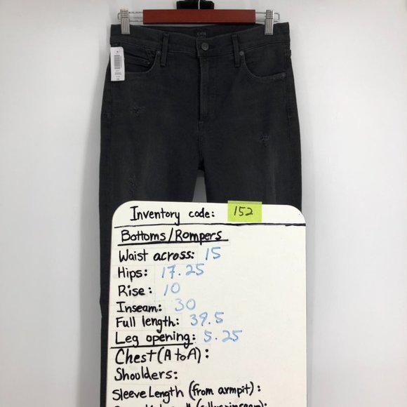 NWT Aritzia Citizens of Humanity Black Rocket High Rise Distressed Skinny 29 - Picture 15 of 16